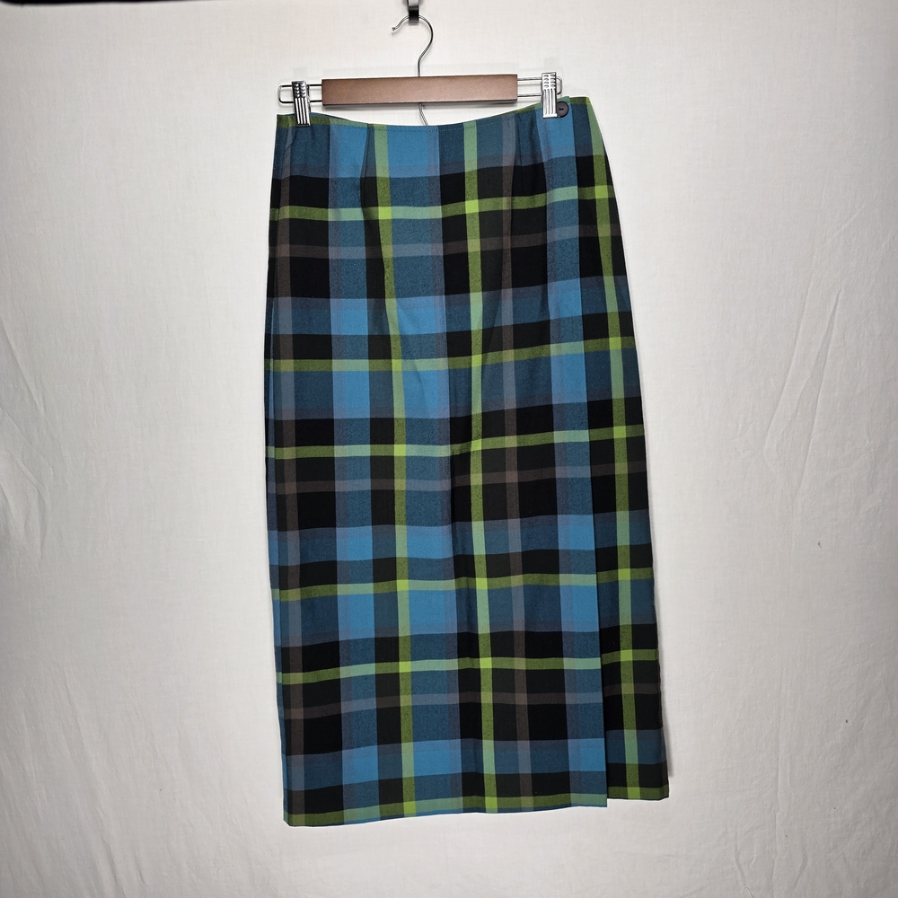 Cato Women’s Size 8 Green Black Plaid A-Line Skirt
